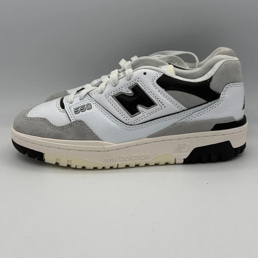 New Balance 550 Shoes Womens 6.5 Grey White Black Sneakers Outdoor BB550GWB